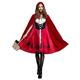 IMEKIS Women's Red Riding Hood Costume Adult Halloween Carnival Cosplay Party Dress Princess Fairy Tale Fancy Dress Little Red Riding Hood Dress and Cape with Hood Performance Outfit - Red - S