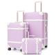 NZBZ Vintage Luggage set Carry on Cute Suitcase with Rolling Spinner Wheels TSA Lock Luggage 3 Pieces, Purple, 14inch & 20inch & 28inch, Zipper Vintage Luggage