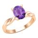 Dazzlingrock Collection 8x6mm Oval Amethyst Twisted Solitaire Engagement Ring for Women in 18K Solid Rose Gold, Size 7.5
