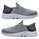 Men's Shoes Slip On Casual Shoes Outdoor Trainers Loafers Mens Non-Slip Trekking Hiking Boots Lightweight Breathable Walking Shoes Suede Mesh Upper Footwear,Gray,45/275mm