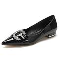 Women Rhinestone Buckle Wedding Flats Comfort Pointed Toe Ballet Flat Shoes Low Heel Dress Shoes Patent Leather Flats for Women,Black,7 UK