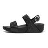 Keilsandalette FITFLOP "LULU GLITTER BACK-STRAP SANDALS", Damen, Gr. 37, schwarz (schwarz glitzer), Textil, Synthetik, modisch, Schuhe, Sommerschuh, Sandale, Keilabsatz, mit funkelnden Riemchen