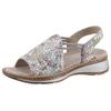 Riemchensandale ARA "HAWAII", Damen, Gr. 36, bunt (taupe multi), Veloursleder, feminin, Schuhe, Sommerschuh, Sandalette, Keilabsatz, mit Stretch-Bänder, G-Weite