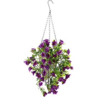 Kunstblume I.GE.A. "Petunien-Hänger mit Hängeampel Petunien Pflanze mit Blüten", lila (lavender), B:27cm H:52cm L:16cm, Polyester, Kunstpflanzen, Künstliche Blumen Seidenblumen Sommerblüher Hängeblume Image