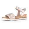 Sandalette GABOR "GENUA", Damen, Gr. 39, gold (goldfarben), Glattleder, metallic, feminin, Schuhe, Sommerschuh, Sandale, Keilabsatz, mit Klettverschluss, Weite G, Topseller
