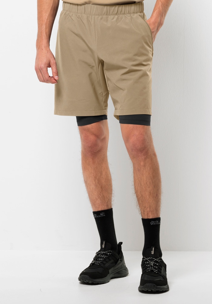 Bikerhose JACK WOLFSKIN "BIKE COMMUTE SHORTS M", Herren, Gr. S (48), Normalgrößen, beige (sandstorm), OBERSTOFF: 89% POLYESTER, 11% ELASTHAN; Futter: 100% POLYESTER, Hosen Image