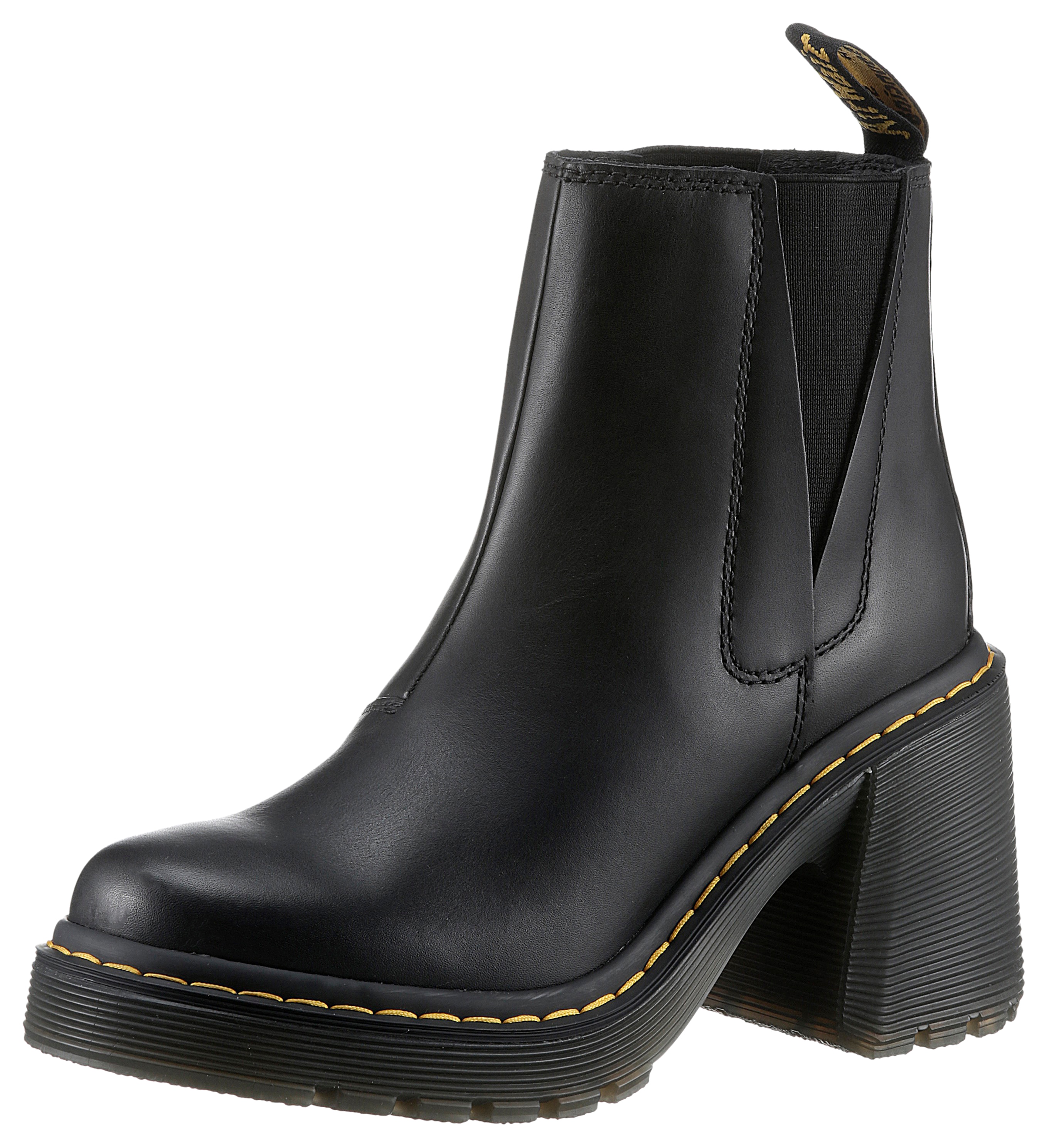 Chelseaboots DR. MARTENS "Spence", Damen, Gr. 41, schwarz, Leder, Schuhe Chelseaboots, Blockabsatz, Festival, Stiefelette, Schlupfschuh mit Plateausohle, Topseller