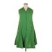 Talbots Casual Dress - Mini V-Neck Sleeveless: Green Solid Dresses - Women's Size 14