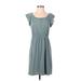 Ann Taylor LOFT Casual Dress - A-Line: Green Solid Dresses - Women's Size X-Small