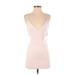 American Apparel Casual Dress - Mini Plunge Sleeveless: Pink Solid Dresses - Women's Size X-Small