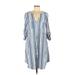 Torrid Casual Dress - Shift V Neck 3/4 sleeves: Blue Stripes Dresses - Women's Size Medium Plus