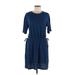 Old Navy Casual Dress Crew Neck 3/4 sleeves: Blue Solid Dresses - Women's Size Medium