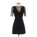 Zara TRF Cocktail Dress - Mini Crew Neck Short sleeves: Black Solid Dresses - Women's Size X-Small