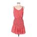 She + Sky Casual Dress - Mini V Neck Sleeveless: Red Dresses - Women's Size Medium