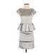 Alice + Olivia Cocktail Dress - Party: Silver Solid Dresses - Women's Size Small