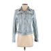 Banana Republic Denim Jacket: Short Blue Print Jackets & Outerwear - Women's Size X-Small