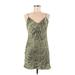 Zara Casual Dress - Mini V Neck Sleeveless: Green Dresses - Women's Size Small