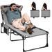 Lounge Chairs for Outside, Folding Adjustable Patio Chaise Lounges, Portable Lay Flat Reclining Foldable Camping Cot