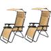 Zero Gravity Chair Lounge Outdoor Pool Patio Beach Yard Garden Sunshade Utility Tray Cup Holder Beige Case Pack (Set of 2 pcs)