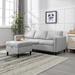 Biwave 78" Sectional Sofa with Moveable Storage Ottoman, Upholstered 3-seat Sofa with Cross Linen Fabric - 28"D x 78"W x 32"H