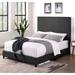 Queen Size Charcoal Grey Upholstered Platform Bed with Padded, Upholstered Headboard and Solid Wood Feet