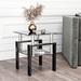 Modern Black Tempered Glass Coffee Table, 2-Tier Square End Table