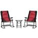 3-Pieces Outdoor Furniture Set with 2 Folding Rockers & Coffee Table