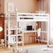 Wood Twin Size High Loft Bed with Built-in Desk&3-Tier Storage Shelves