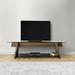 Modern Tempered Glass Rectangular Top TV Console Stand, Wood Frame, Glass Bottom Shelf