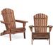 Set of 2 Lounge Chair Folding Adirondack Chair, Natural & Light Brown