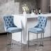 26"Counter Height,2 Barstools with Button Back&Rivet Trim Upholstered Chairs with Sturdy Chromed Metal Base Legs 2 Pack