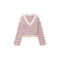 Denim Tom Tailor open knit pullover Damen blue red white stripe, Gr. M, Baumwolle, Weiblich Pullover