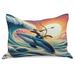 Ambesonne Nautical Quilt Pillow Cover Archer Wild Cat on a Whale Teal Purple & Orange Polyester in Blue/Indigo/Orange | 20 H x 30 W x 1 D in | Wayfair