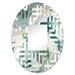 Design Art Green Celestial Aura Camouflage III - Maze Decorative Mirror Oval, Crystal in White | 35.4 H x 23.6 W x 0.24 D in | Wayfair