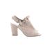 Seychelles Heels: Slingback Chunky Heel Casual Gray Solid Shoes - Women's Size 6 1/2 - Peep Toe