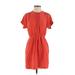 Broadway & Broome Casual Dress - Mini High Neck Short sleeves: Orange Print Dresses - Women's Size 4