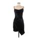 Aqua Cocktail Dress - Mini Cowl Neck Sleeveless: Black Solid Dresses - Women's Size Small