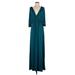 Kiyonna Casual Dress - Maxi: Teal Dresses - Women's Size 0 Plus