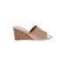 Franco Sarto Wedges: Tan Solid Shoes - Women's Size 6 1/2 - Open Toe