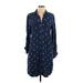 Velvet Heart Casual Dress - Shirtdress Collared 3/4 sleeves: Blue Dresses - Women's Size Small