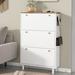 Latitude Run® Shoe Cabinet w/ 3 Flip Drawers, Entryway Organizer w/ 3 Hooks Manufactured Wood in White | 47.6 H x 31.5 W x 9.4 D in | Wayfair