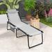 Arlmont & Co. Patio Folding Chaise Lounge Chair Portable Sun Lounger w/ Adjustable Backrest Grey in Black | Wayfair