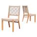 Foundry Select Croce Side Chair in Brown/Beige Wood/Upholstered in Brown/White | 35.75 H x 19.75 W x 22.25 D in | Wayfair