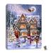 The Holiday Aisle® Christmas House 18x24 Fully Illuminated LED Wall Art On 3 Pieces by Dona Gelsinger Print in Brown/Indigo | Wayfair