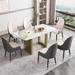 Orren Ellis Arverne 6 - Person Dining Set Wood/Upholstered/Metal in Gray/White/Yellow | 29.53 H x 35.43 W x 63 D in | Wayfair