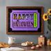 The Holiday Aisle® Happy Halloween Ticket Framed On Canvas Textual Art Canvas, Solid Wood in Brown | 26 H x 38 W x 1.5 D in | Wayfair