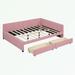 Latitude Run® Full Size Daybed w/ 2 Storage Drawers Upholstered/Linen in Pink | 27.6 H x 57.9 W x 78.9 D in | Wayfair