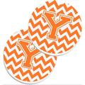 Frifoho Letter Y Chevron Maroon & Gold Set Of 2 Cup Holder Car Coasters, Large, Multicolor Ceramic in Orange/White | Wayfair YZF1047LZZNKDB9R