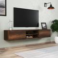 Millwood Pines Codey Floating TV Stand Up to 80" TVs Modern TV Table Wall Mount Media Console Wood in Brown | 70.8 W in | Wayfair