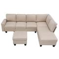 Brown Sectional - Latitude Run® Modern L-shaped Sectional Sofa w/ Chaise Lounge & Convertible Ottoman, | 34.01 H x 104.41 W x 78.81 D in | Wayfair